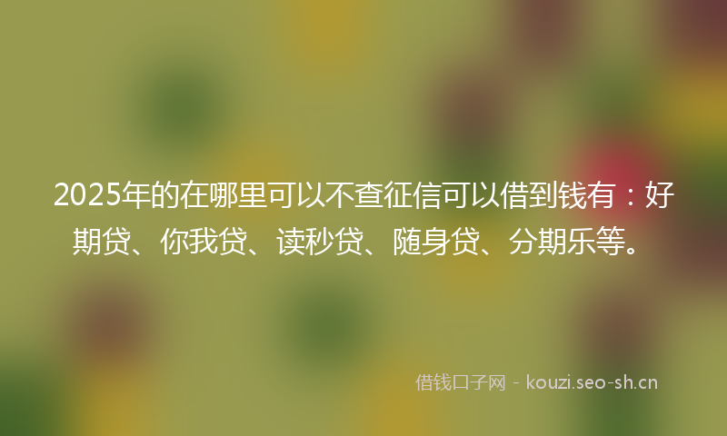 2025年的在哪里可以不查征信可以借到钱有：好期贷、你我贷、读秒贷、随身贷、分期乐等。