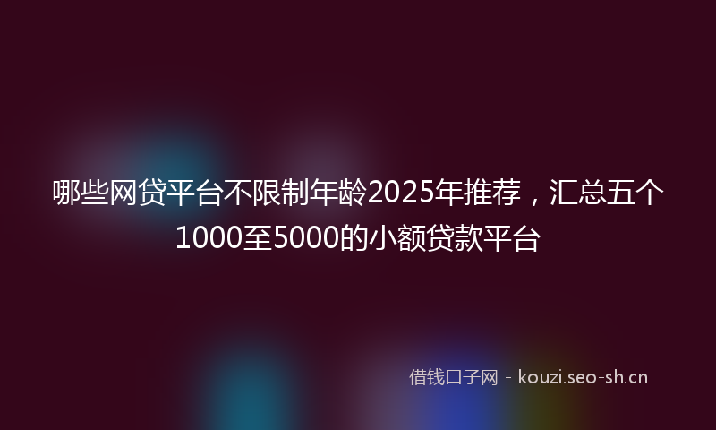 哪些网贷平台不限制年龄2025年推荐,汇总五个1000至5000的小额贷款平台