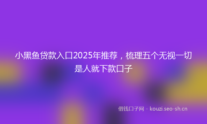 小黑鱼贷款入口2025年推荐，梳理五个无视一切是人就下款口子