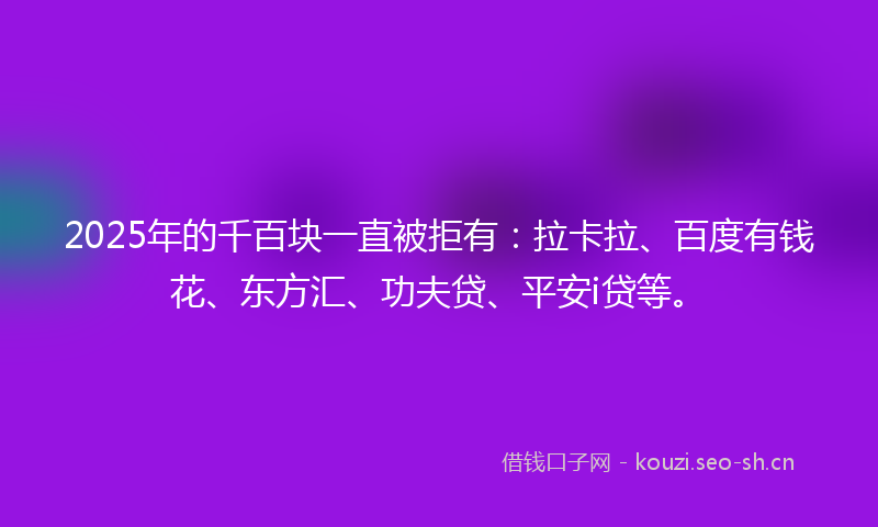 2025年的千百块一直被拒有：拉卡拉、百度有钱花、东方汇、功夫贷、平安i贷等。