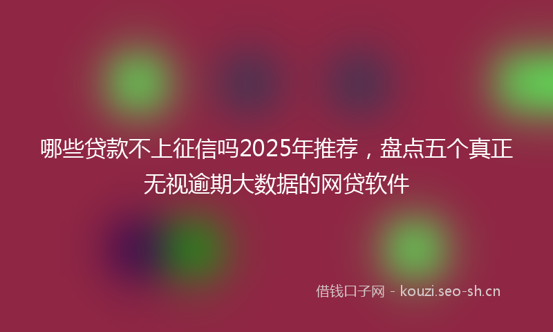 哪些贷款不上征信吗2025年推荐，盘点五个真正无视逾期大数据的网贷软件