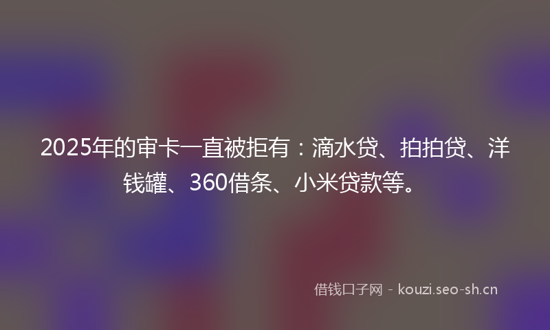 2025年的审卡一直被拒有：滴水贷、拍拍贷、洋钱罐、360借条、小米贷款等。