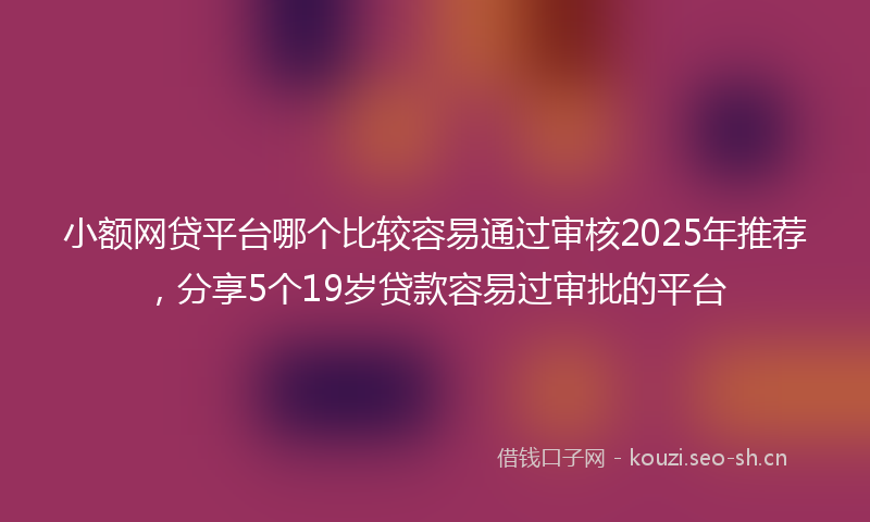 小额网贷平台哪个比较容易通过审核2025年推荐，分享5个19岁贷款容易过审批的平台