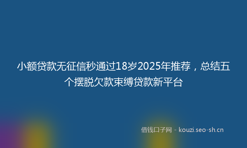 小额贷款无征信秒通过18岁2025年推荐，总结五个摆脱欠款束缚贷款新平台