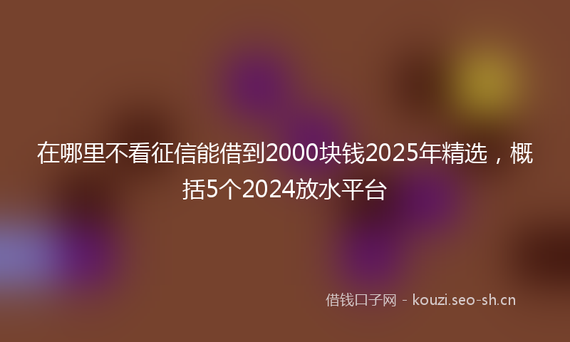 在哪里不看征信能借到2000块钱2025年精选,概括5个2024放水平台