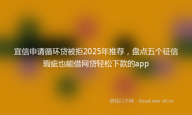 宜信申请循环贷被拒2025年推荐，盘点五个征信瑕疵也能借网贷轻松下款的app