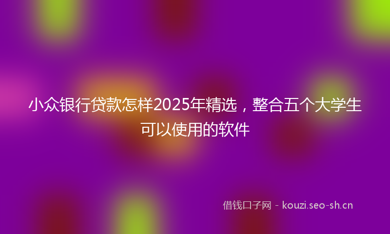 小众银行贷款怎样2025年精选，整合五个大学生可以使用的软件