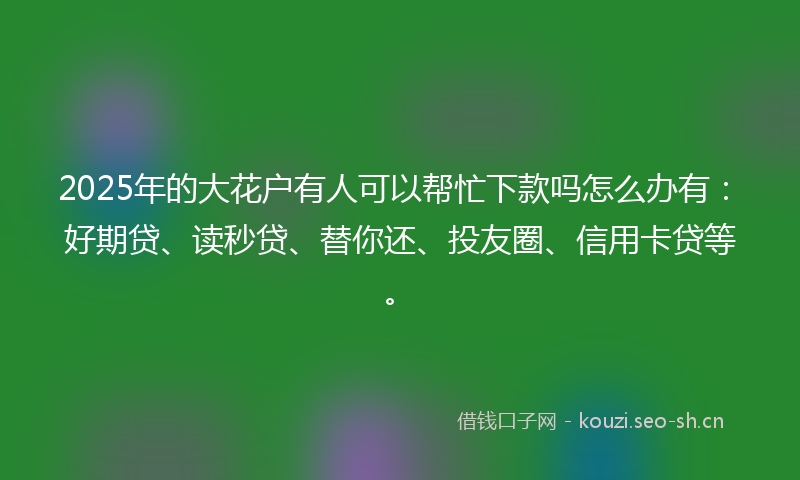 2025年的大花户有人可以帮忙下款吗怎么办有：好期贷、读秒贷、替你还、投友圈、信用卡贷等。