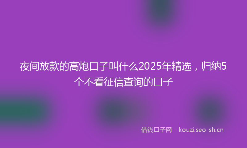 夜间放款的高炮口子叫什么2025年精选,归纳5个不看征信查询的口子
