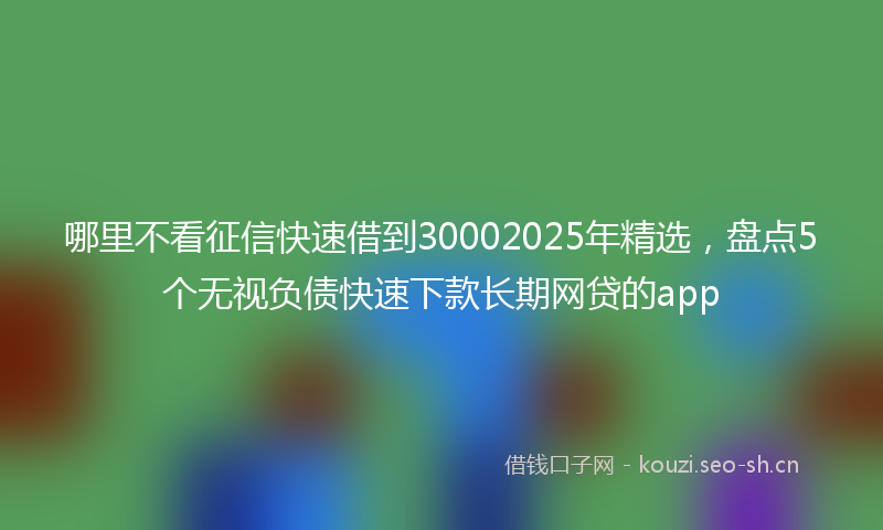 哪里不看征信快速借到30002025年精选,盘点5个无视负债快速下款长期网贷的app