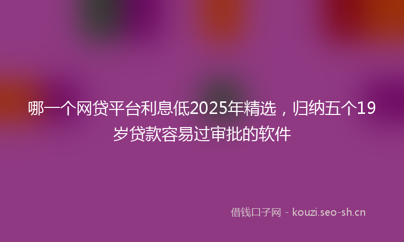 哪一个网贷平台利息低2025年精选，归纳五个19岁贷款容易过审批的软件