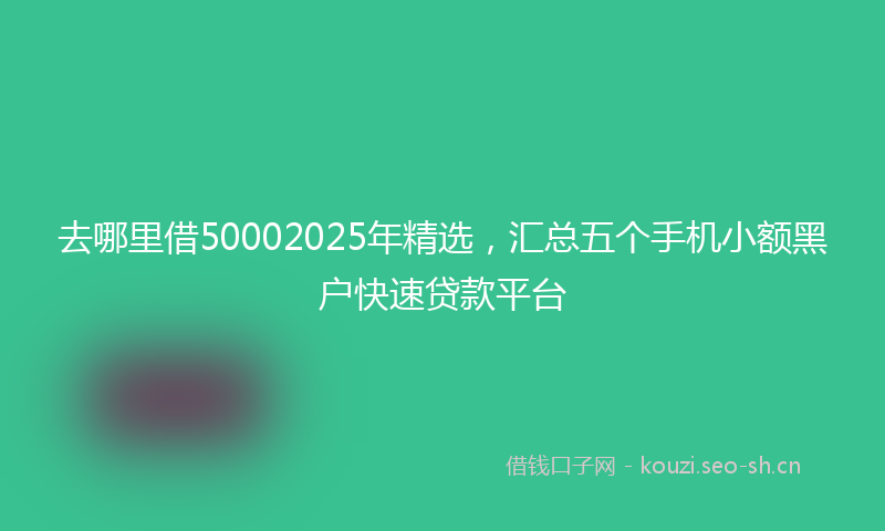 去哪里借50002025年精选，汇总五个手机小额黑户快速贷款平台