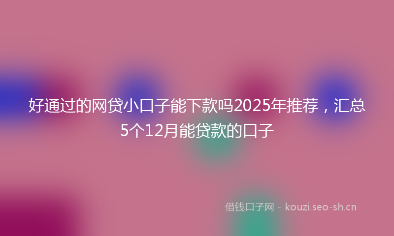 好通过的网贷小口子能下款吗2025年推荐，汇总5个12月能贷款的口子