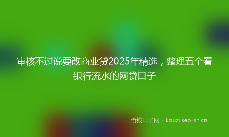 审核不过说要改商业贷2025年精选，整理五个看银行流水的网贷口子