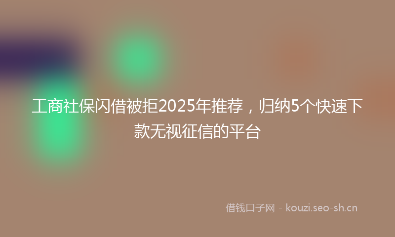 工商社保闪借被拒2025年推荐，归纳5个快速下款无视征信的平台