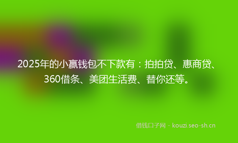 2025年的小赢钱包不下款有：拍拍贷、惠商贷、360借条、美团生活费、替你还等。