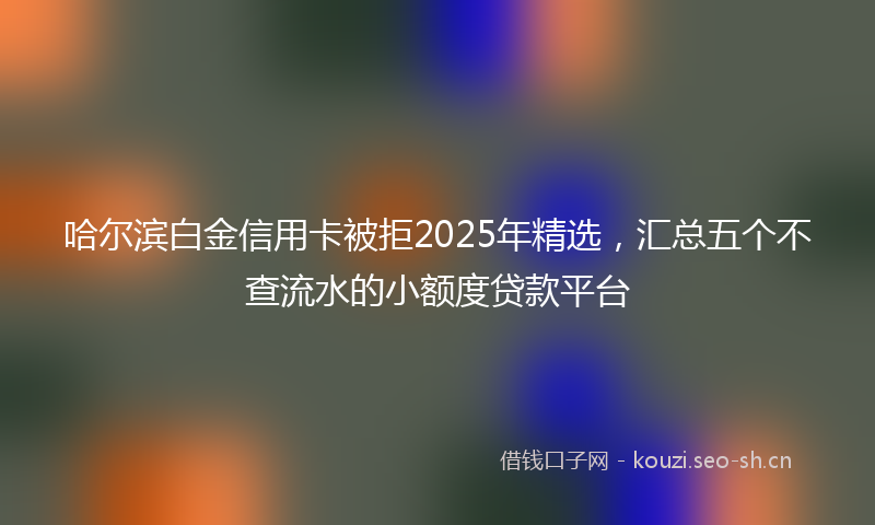 哈尔滨白金信用卡被拒2025年精选，汇总五个不查流水的小额度贷款平台