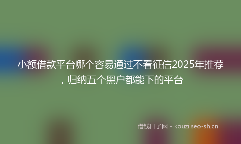 小额借款平台哪个容易通过不看征信2025年推荐，归纳五个黑户都能下的平台