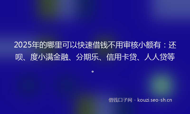2025年的哪里可以快速借钱不用审核小额有:还呗、度小满金融、分期乐、信用卡贷、人人贷等。