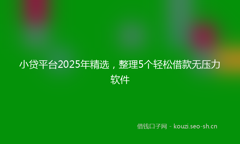 小贷平台2025年精选,整理5个轻松借款无压力软件