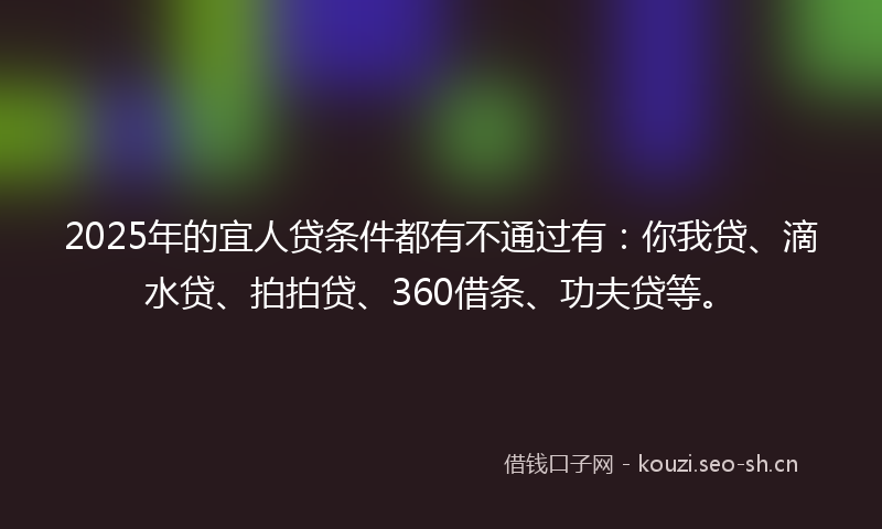 2025年的宜人贷条件都有不通过有：你我贷、滴水贷、拍拍贷、360借条、功夫贷等。