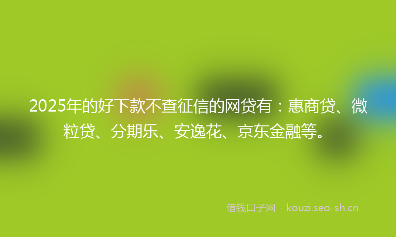 2025年的好下款不查征信的网贷有：惠商贷、微粒贷、分期乐、安逸花、京东金融等。