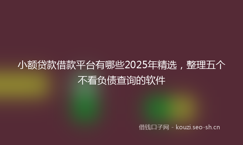 小额贷款借款平台有哪些2025年精选，整理五个不看负债查询的软件