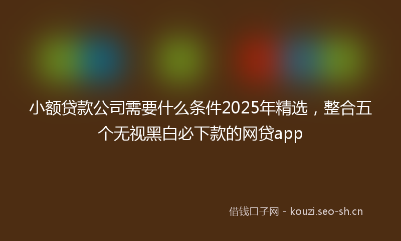 小额贷款公司需要什么条件2025年精选，整合五个无视黑白必下款的网贷app