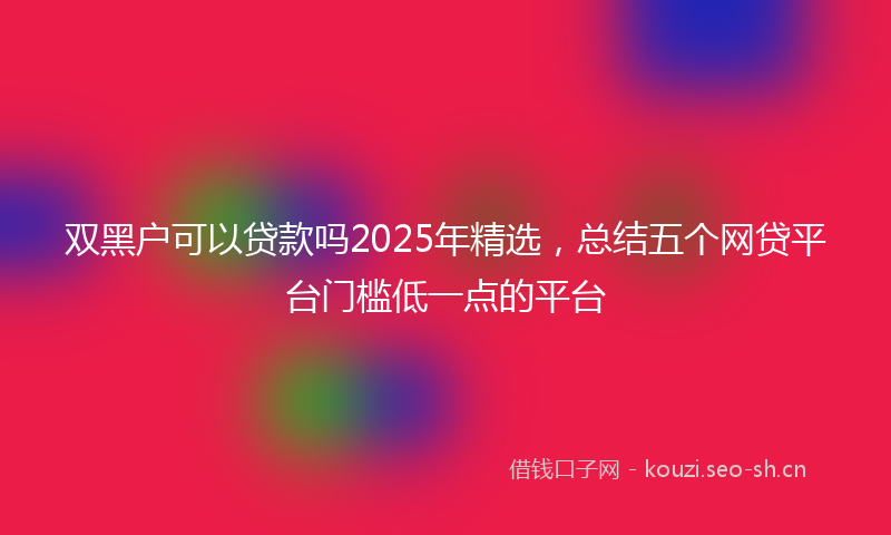 双黑户可以贷款吗2025年精选，总结五个网贷平台门槛低一点的平台