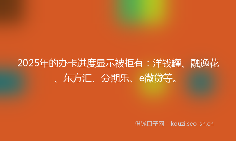2025年的办卡进度显示被拒有:洋钱罐、融逸花、东方汇、分期乐、e微贷等。