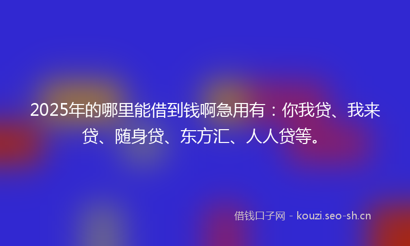 2025年的哪里能借到钱啊急用有:你我贷、我来贷、随身贷、东方汇、人人贷等。
