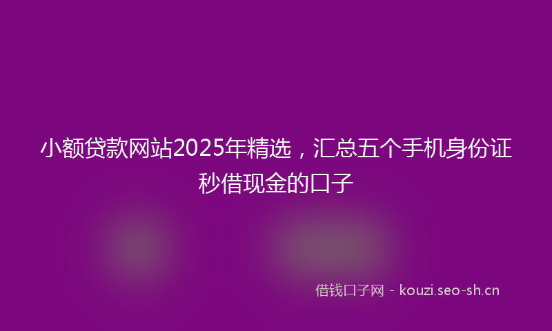 小额贷款网站2025年精选，汇总五个手机身份证秒借现金的口子