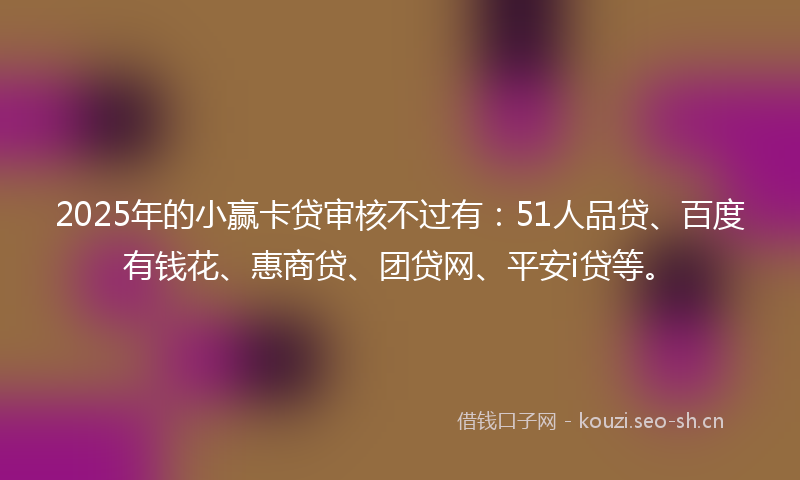 2025年的小赢卡贷审核不过有：51人品贷、百度有钱花、惠商贷、团贷网、平安i贷等。