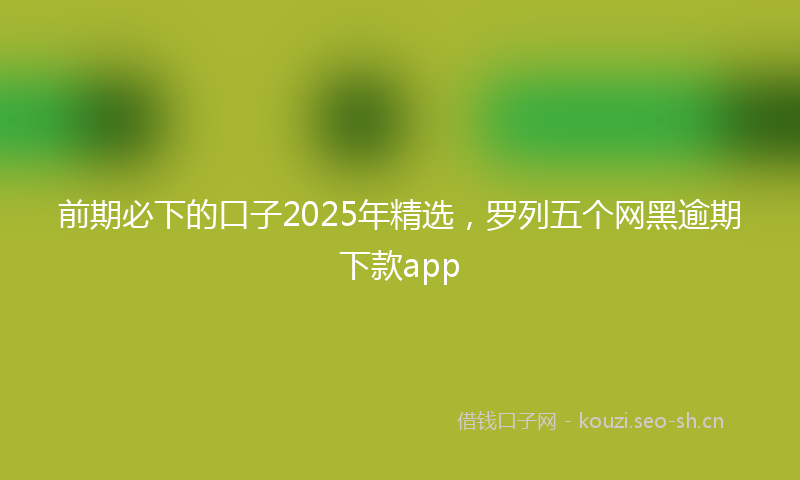 前期必下的口子2025年精选，罗列五个网黑逾期下款app