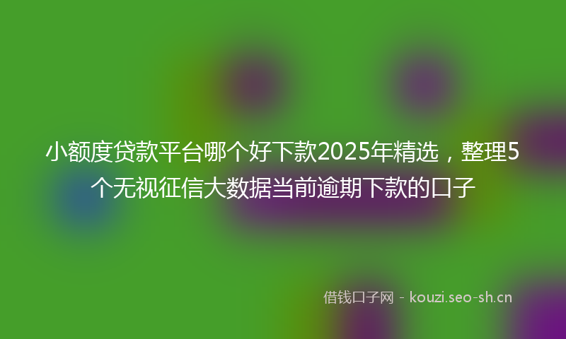 小额度贷款平台哪个好下款2025年精选，整理5个无视征信大数据当前逾期下款的口子