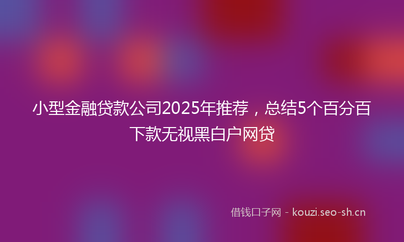 小型金融贷款公司2025年推荐，总结5个百分百下款无视黑白户网贷