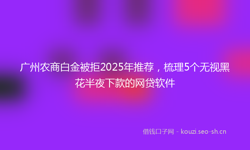 广州农商白金被拒2025年推荐，梳理5个无视黑花半夜下款的网贷软件