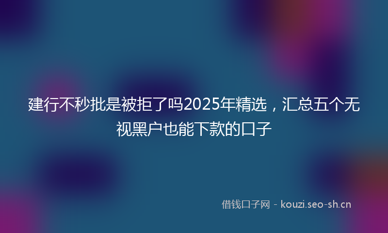 建行不秒批是被拒了吗2025年精选，汇总五个无视黑户也能下款的口子