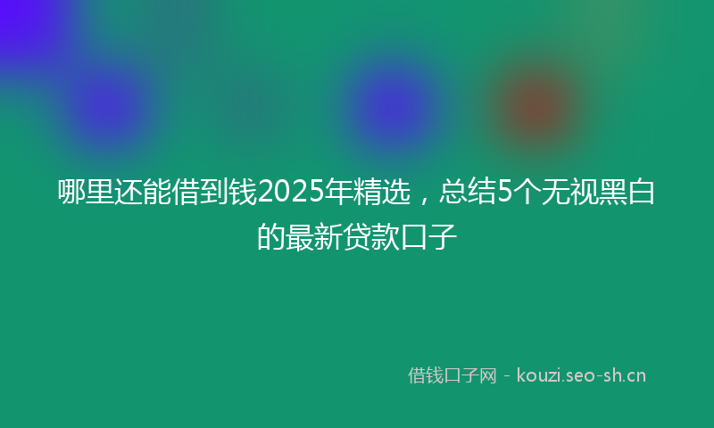 哪里还能借到钱2025年精选，总结5个无视黑白的最新贷款口子