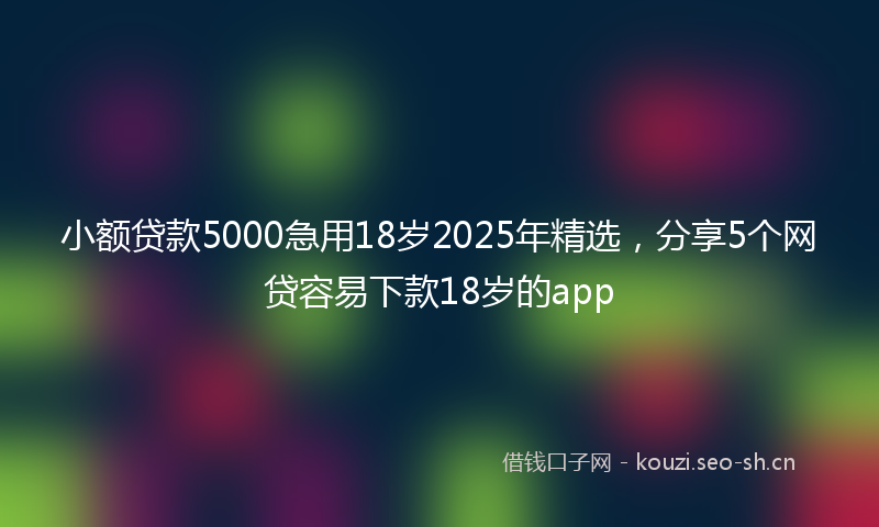小额贷款5000急用18岁2025年精选，分享5个网贷容易下款18岁的app