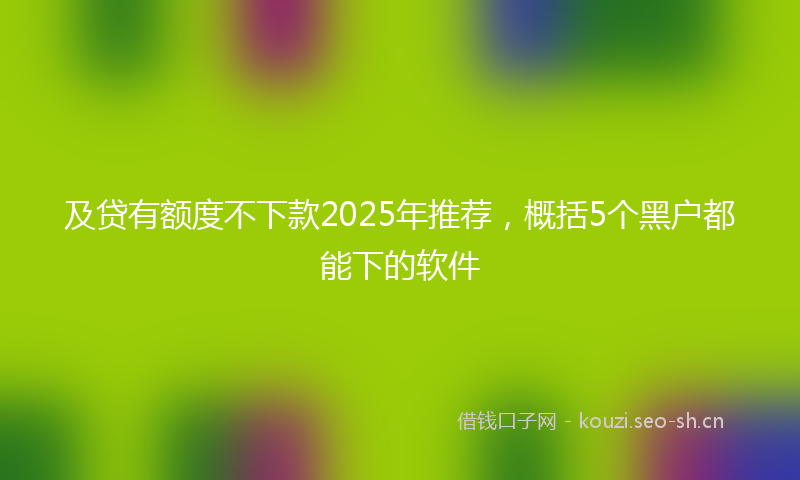 及贷有额度不下款2025年推荐，概括5个黑户都能下的软件