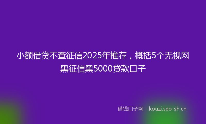 小额借贷不查征信2025年推荐，概括5个无视网黑征信黑5000贷款口子