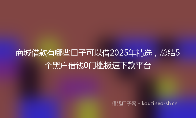 商城借款有哪些口子可以借2025年精选，总结5个黑户借钱0门槛极速下款平台