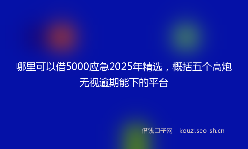 哪里可以借5000应急2025年精选，概括五个高炮无视逾期能下的平台