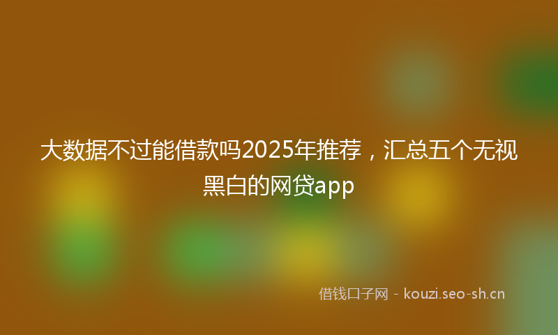 大数据不过能借款吗2025年推荐，汇总五个无视黑白的网贷app