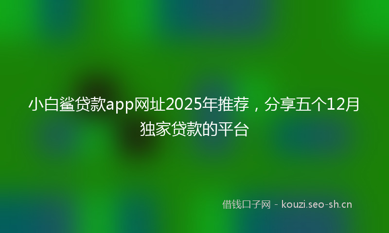 小白鲨贷款app网址2025年推荐，分享五个12月独家贷款的平台