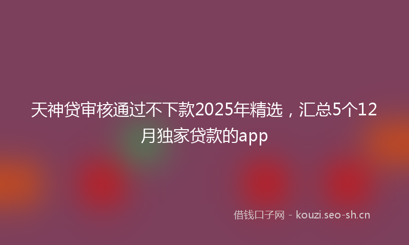 天神贷审核通过不下款2025年精选，汇总5个12月独家贷款的app