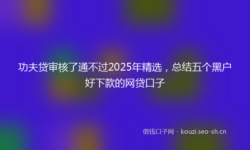 功夫贷审核了通不过2025年精选，总结五个黑户好下款的网贷口子