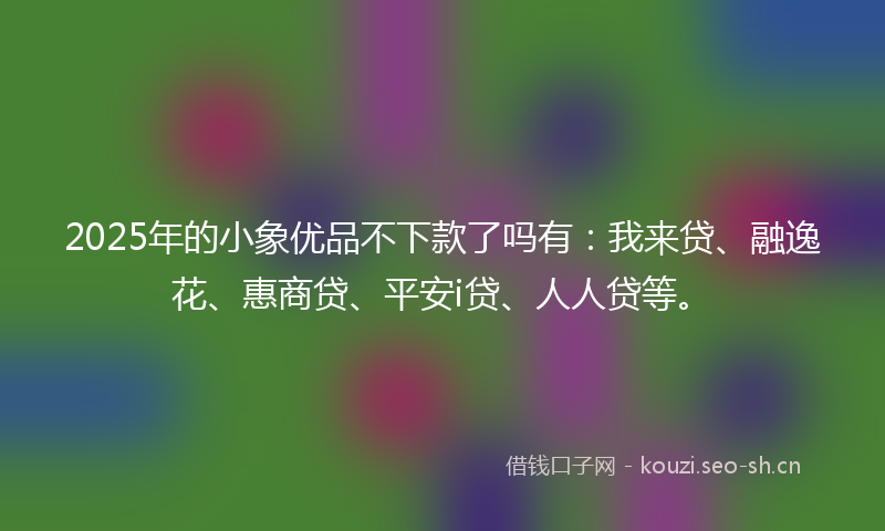 2025年的小象优品不下款了吗有：我来贷、融逸花、惠商贷、平安i贷、人人贷等。