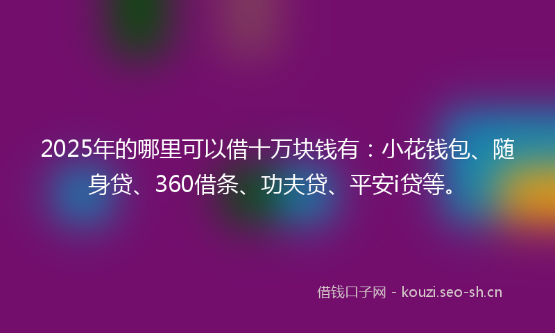 2025年的哪里可以借十万块钱有：小花钱包、随身贷、360借条、功夫贷、平安i贷等。